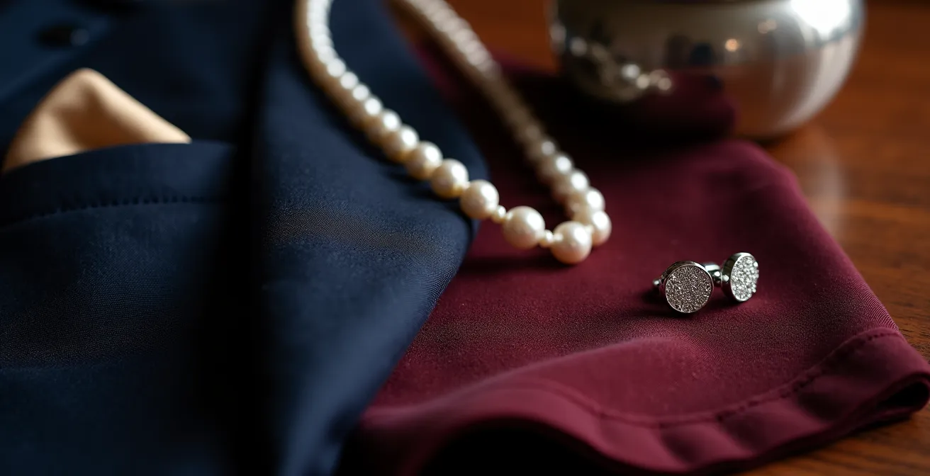 Elegant formal dining attire display in luxury restaurant setting