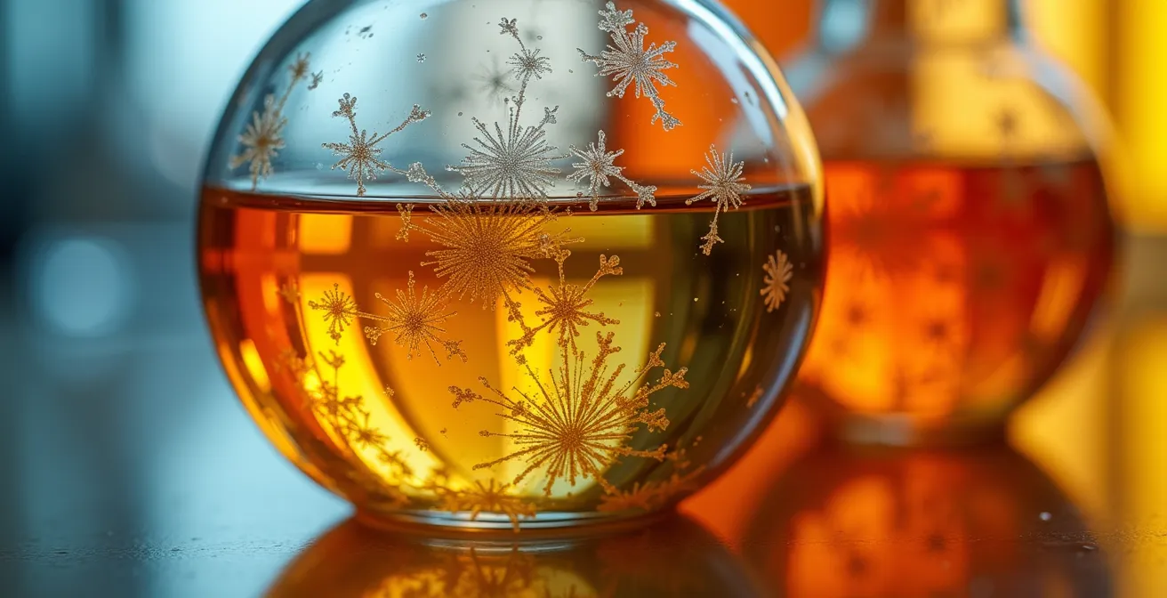 Extreme close-up of preservation chemicals and laboratory equipment