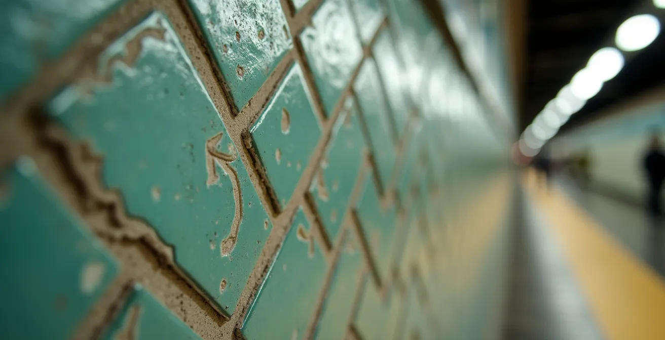 Close-up of Moscow Metro station signs with Cyrillic lettering