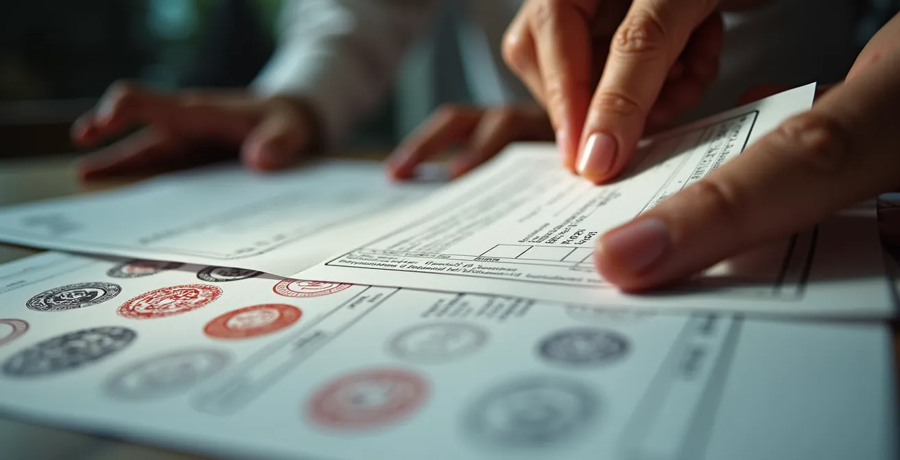 People waiting in line at a Russian post office counter with forms in hand